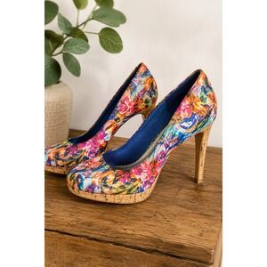 Floral Platform Stiletto Pumps Size 11 Colorful Statement Party Heels Fioni
